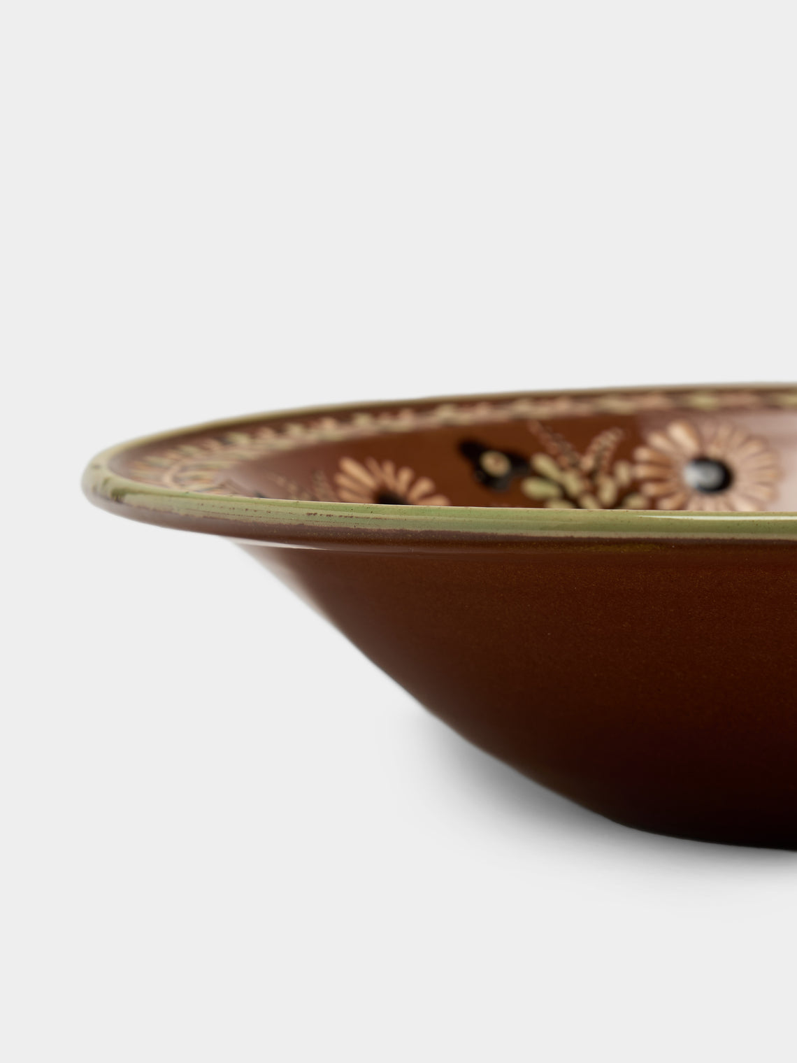Poterie d’Évires - Flowers Hand-Painted Ceramic Serving Bowl - Light brown - ABASK