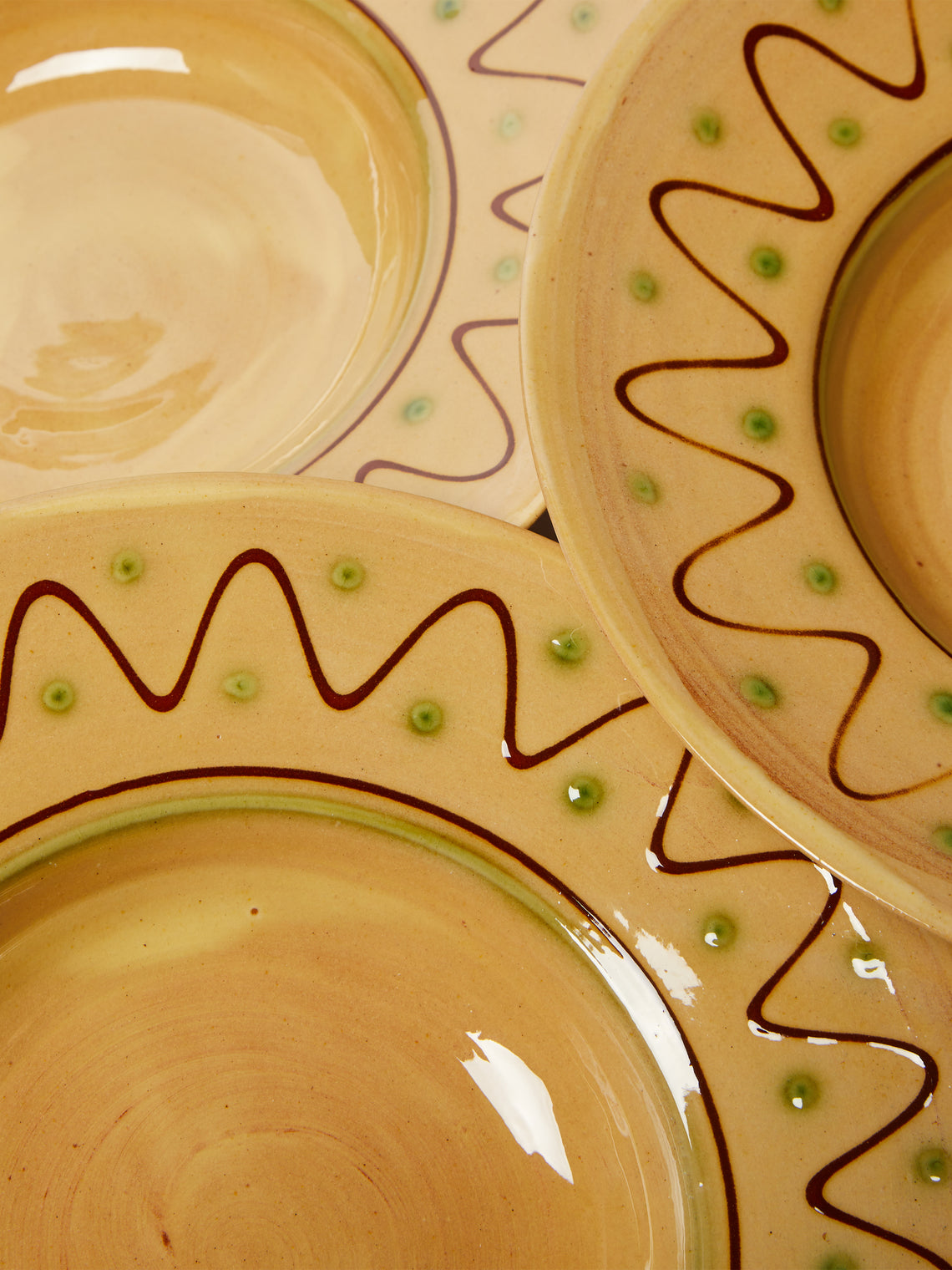 Poterie de Cliousclat - Hand-Painted Slipware Pasta Bowls (Set of 4) -  - ABASK