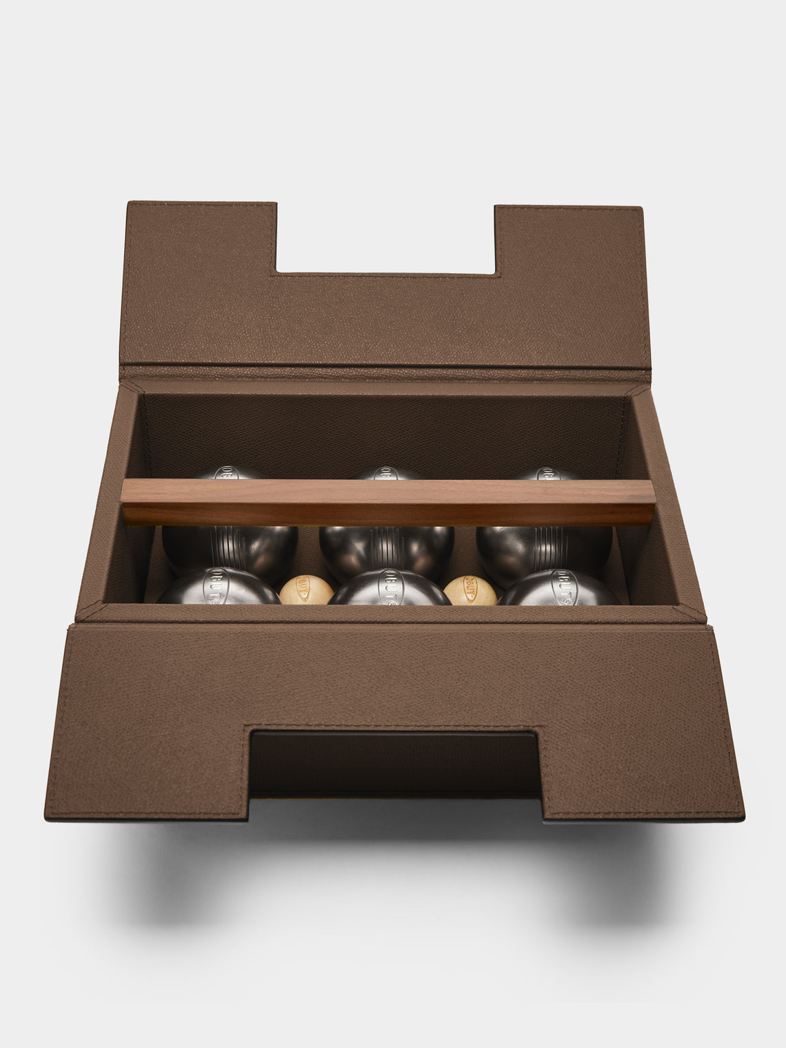 Giobagnara - Leather Outdoor Boules Set - Brown - ABASK - 