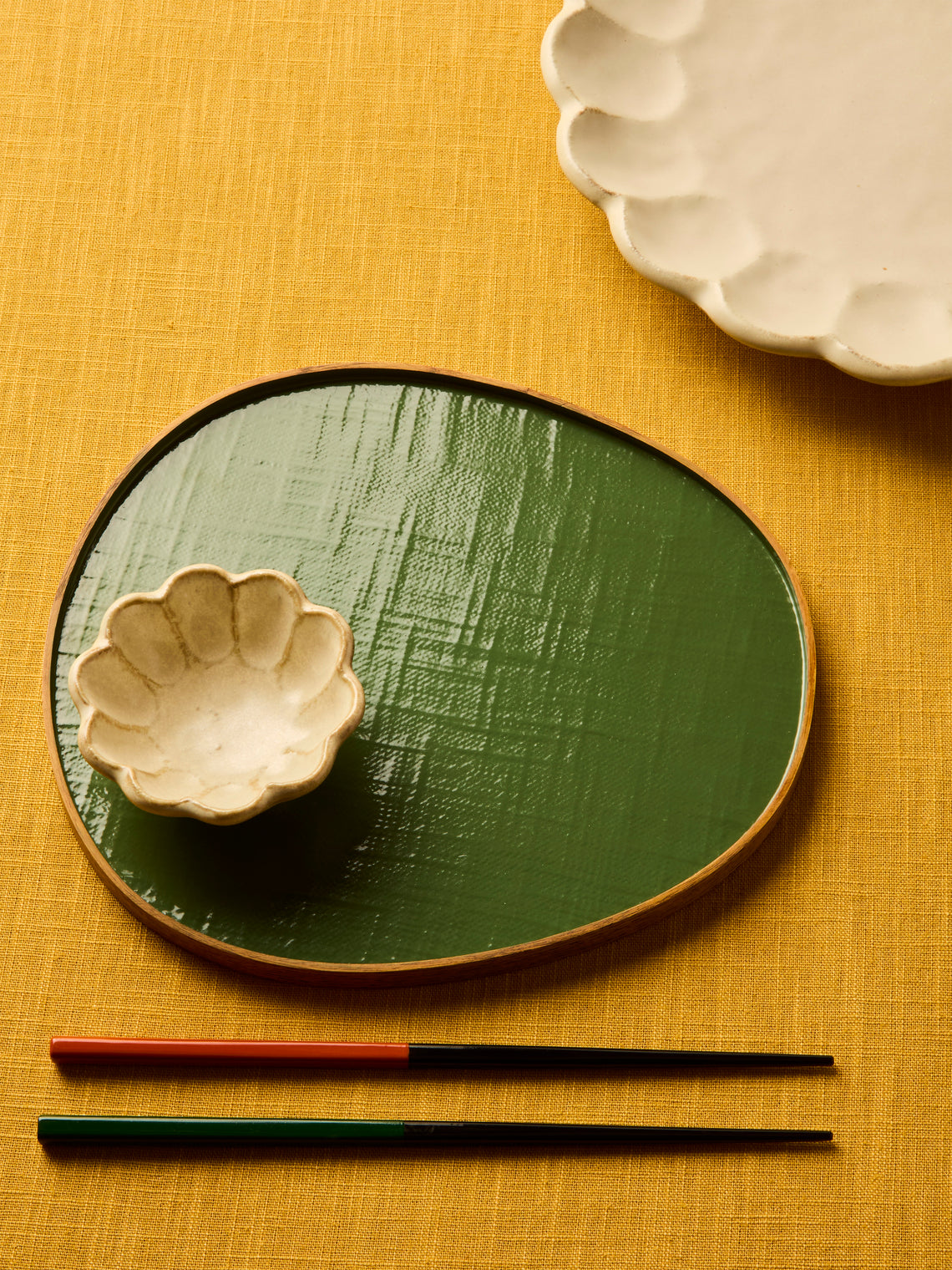 Huh Myoung Wook - Ottchil Ash Irregular Tray (9in/23cm) - Green - ABASK