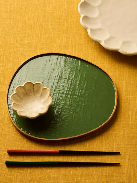 Huh Myoung Wook - Ottchil Ash Irregular Tray (9in/23cm) - Green - ABASK