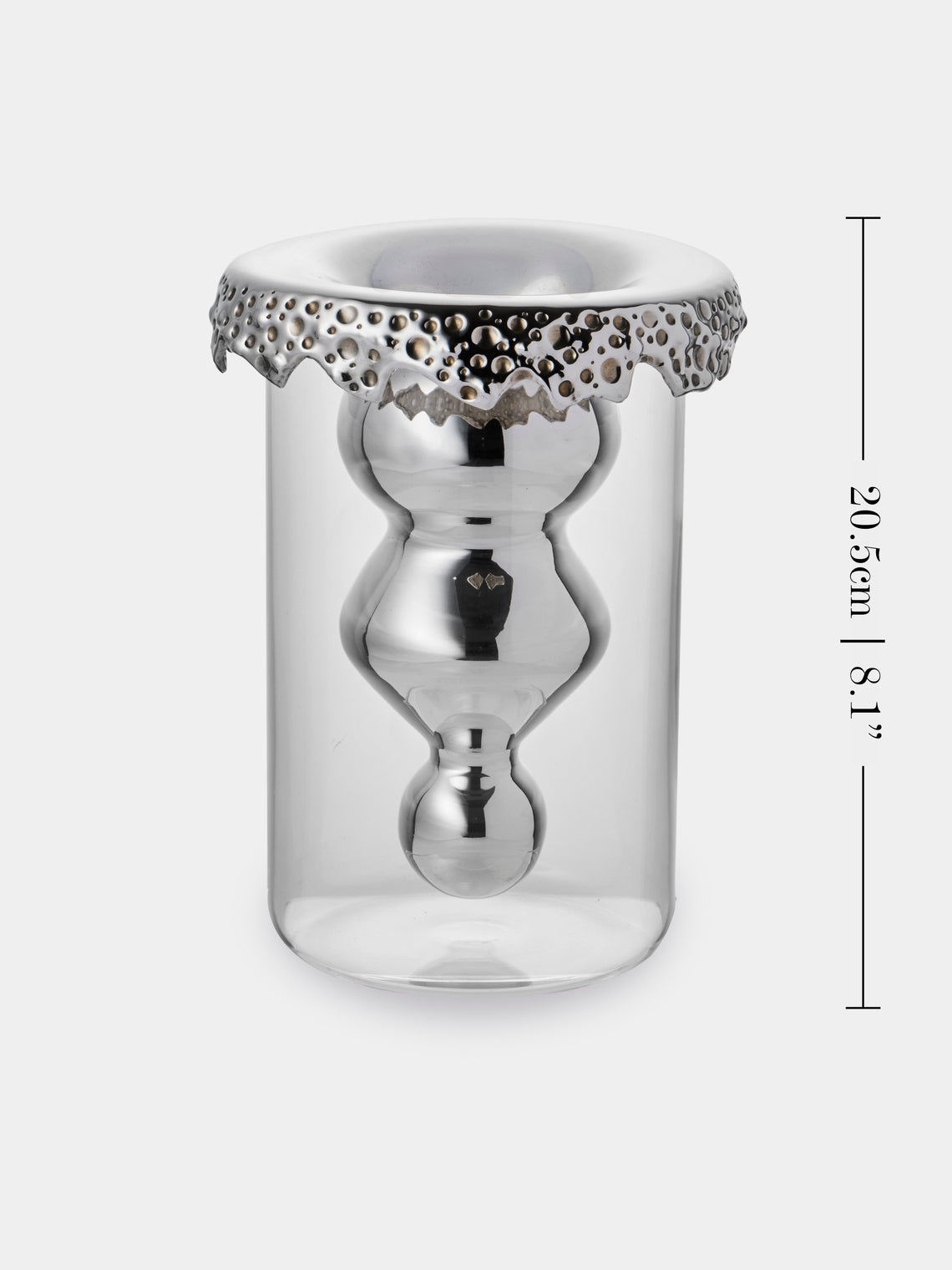 San Lorenzo - 1997 Afra and Tobia Scarpa Pure Silver and Glass Vase (8in/20.5cm) - Silver - ABASK