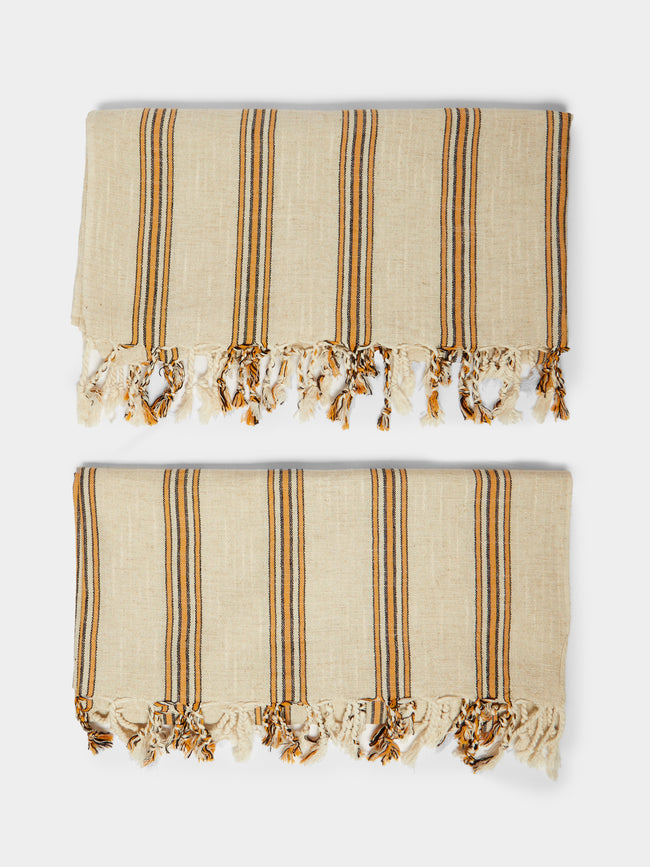 Mizar & Alcor - Apricot Handwoven Linen and Cotton Towels (Set of 2) -  - ABASK