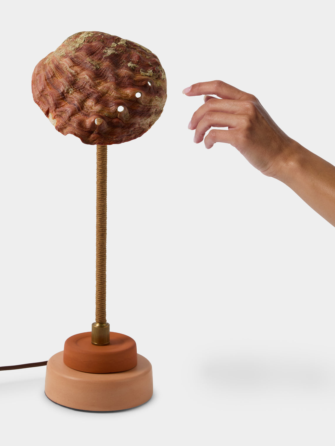 Tennant New York - Lawyer's Abalone Shell and Concrete Table Lamp - Orange - ABASK