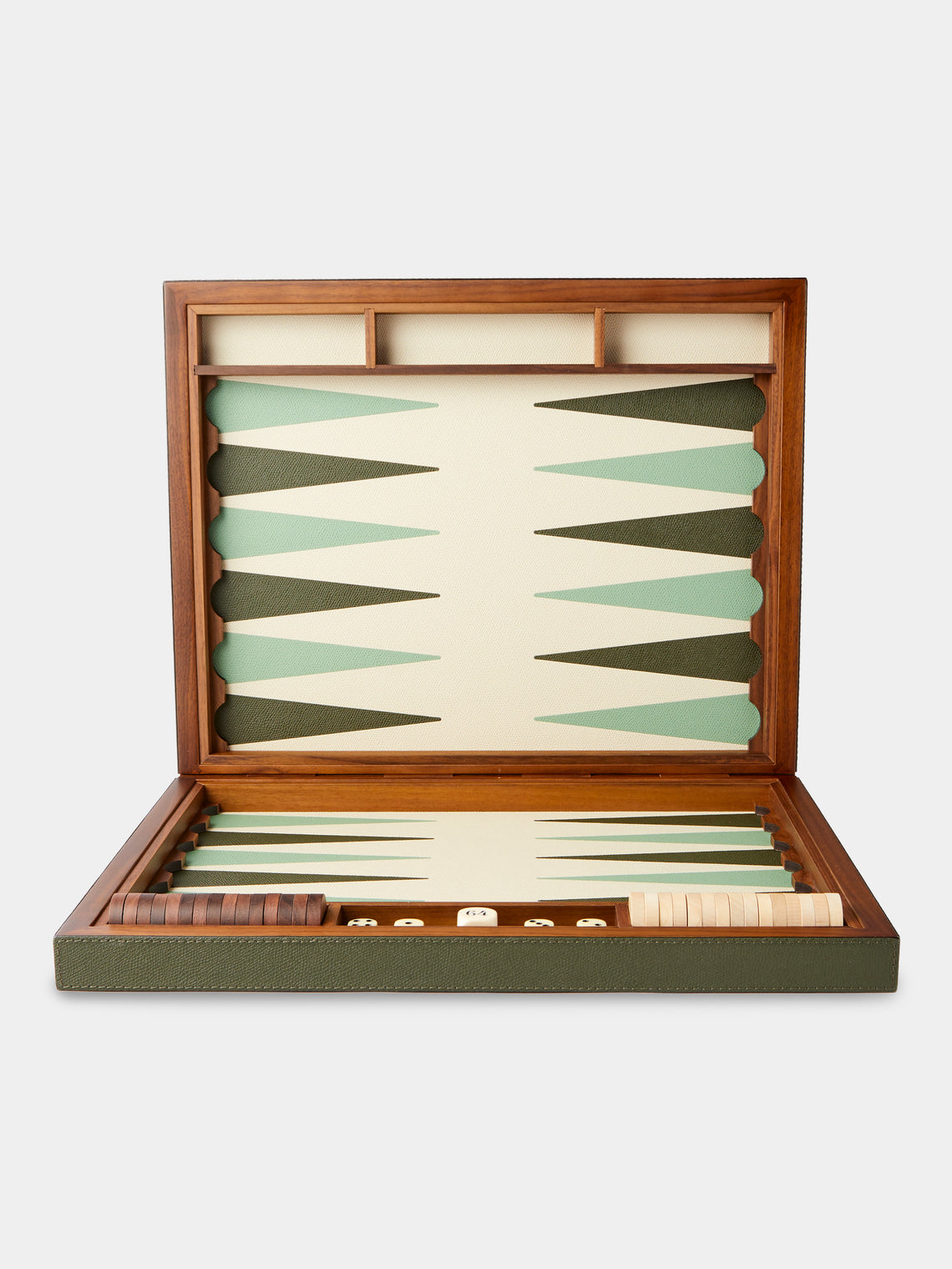 Giobagnara - Leather Backgammon Set - Green - ABASK