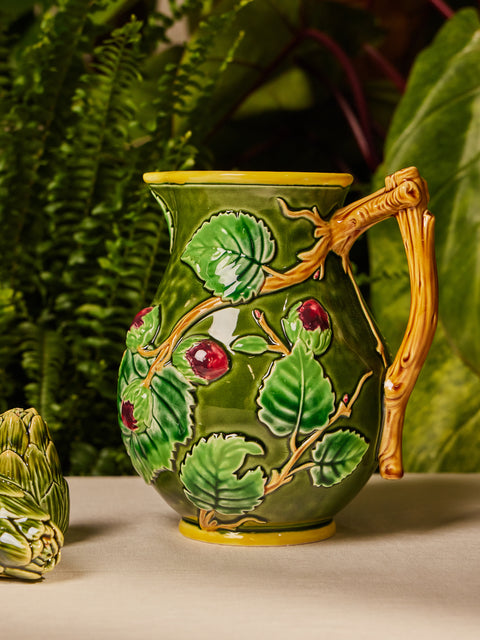 Verdolini - Buds Hand-Painted Majolica Ceramic Pitcher - Green - ABASK