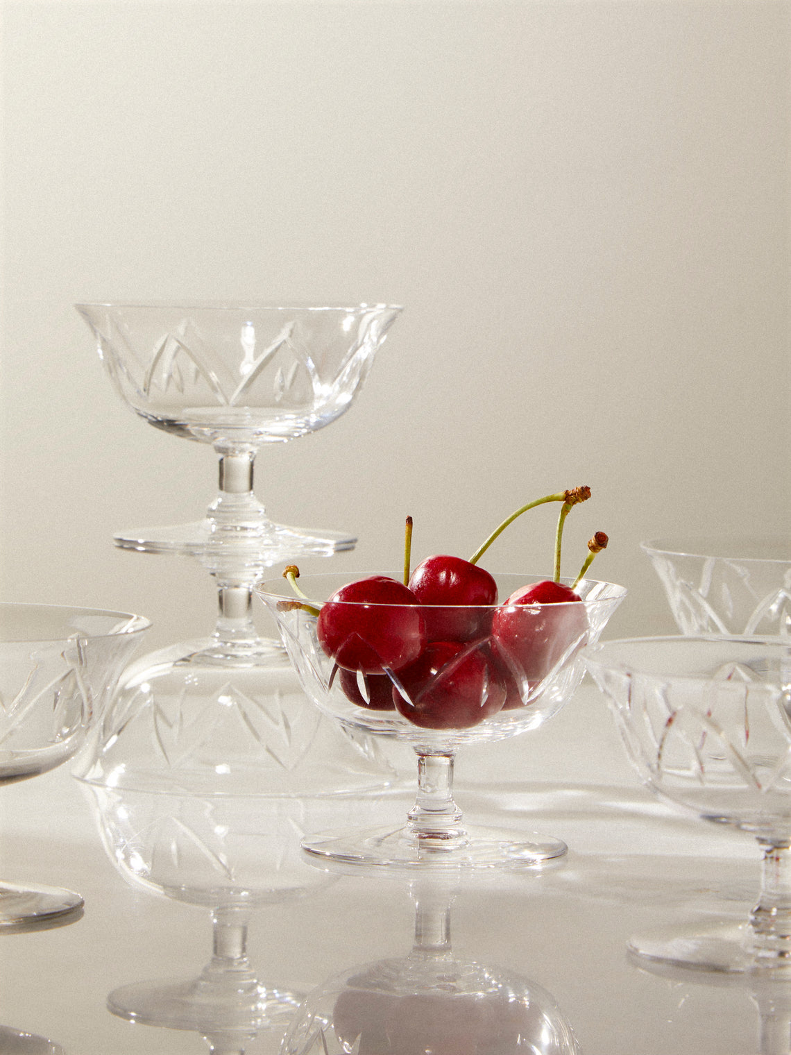 Antique and Vintage - 1940s Daum Art Deco Crystal Dessert Coupes (Set of 12) - Clear - ABASK
