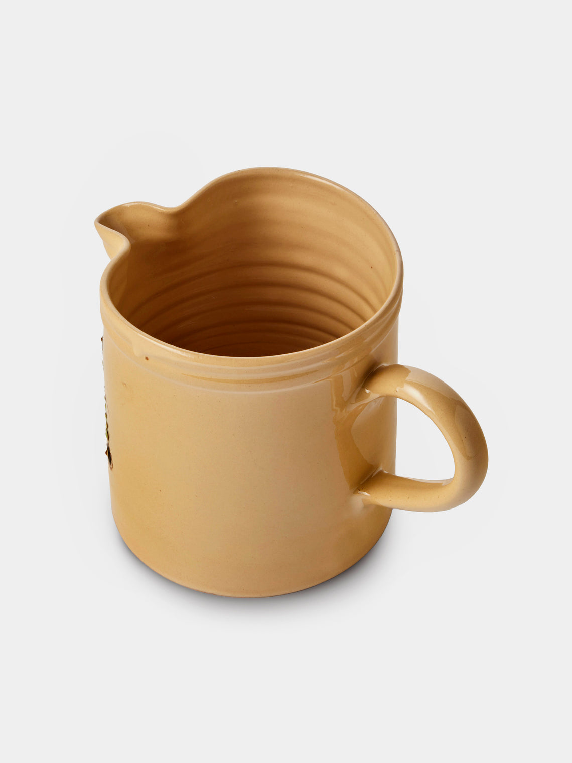 Poterie d’Évires - Birds Hand-Painted Ceramic Straight-Edge Medium Jug - Cream - ABASK