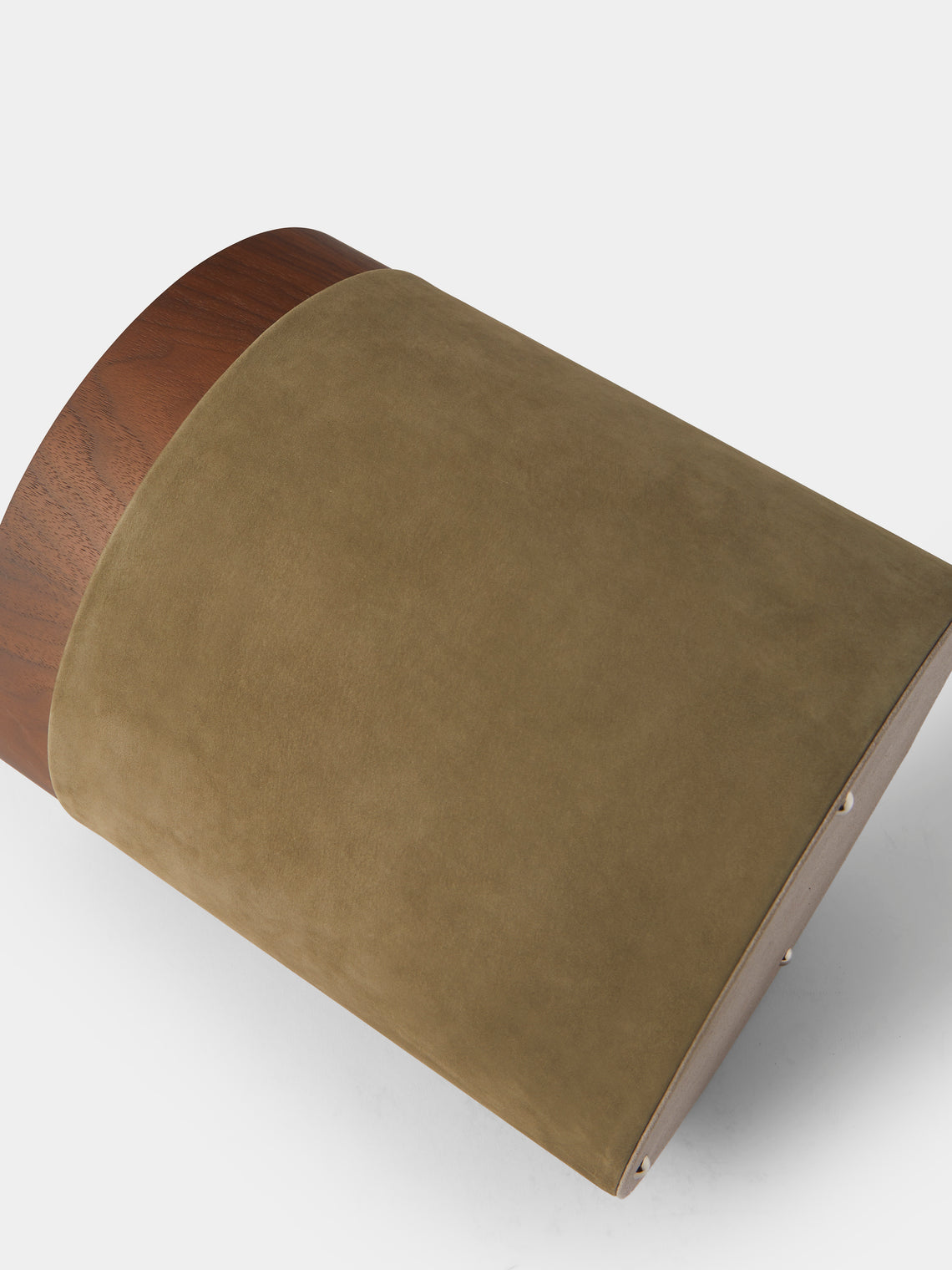 Riviere - Dama Walnut and Suede Wastepaper Bin - Green - ABASK