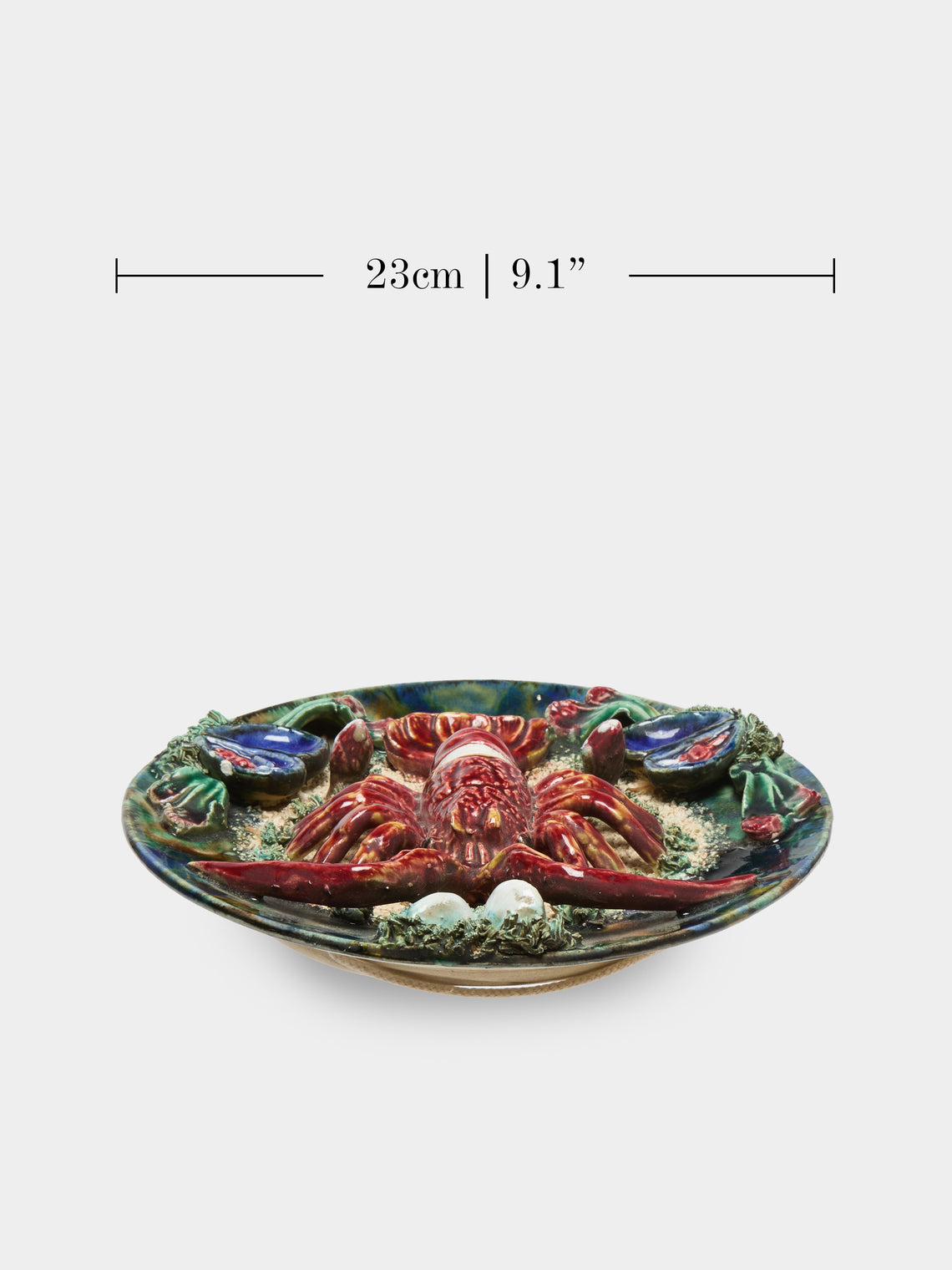 Antique and Vintage - Mid-Century Lobster Majolica Ceramic Serving Plate (9in/23cm) - Multiple - ABASK