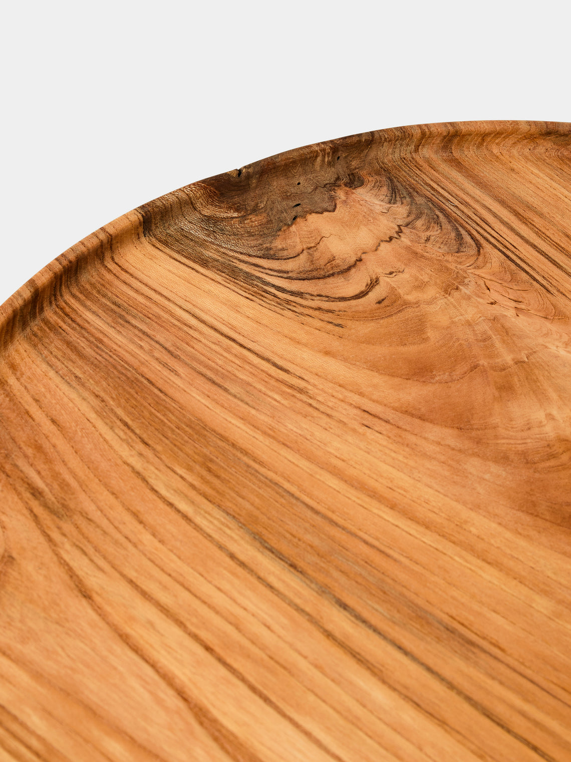 Iida Woodturning - Hand-Turned Zelkova Oil-Finish Tray (18in/46cm) - Brown - ABASK