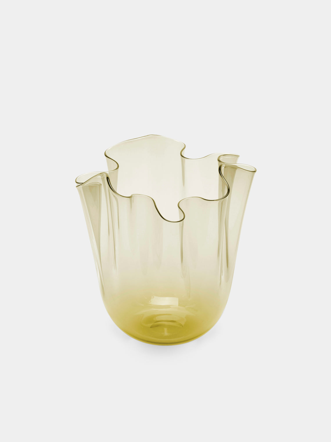 Venini - Fazzoletto Hand-Blown Murano Glass Vase (5.5in/13.5cm) - Yellow - ABASK - 