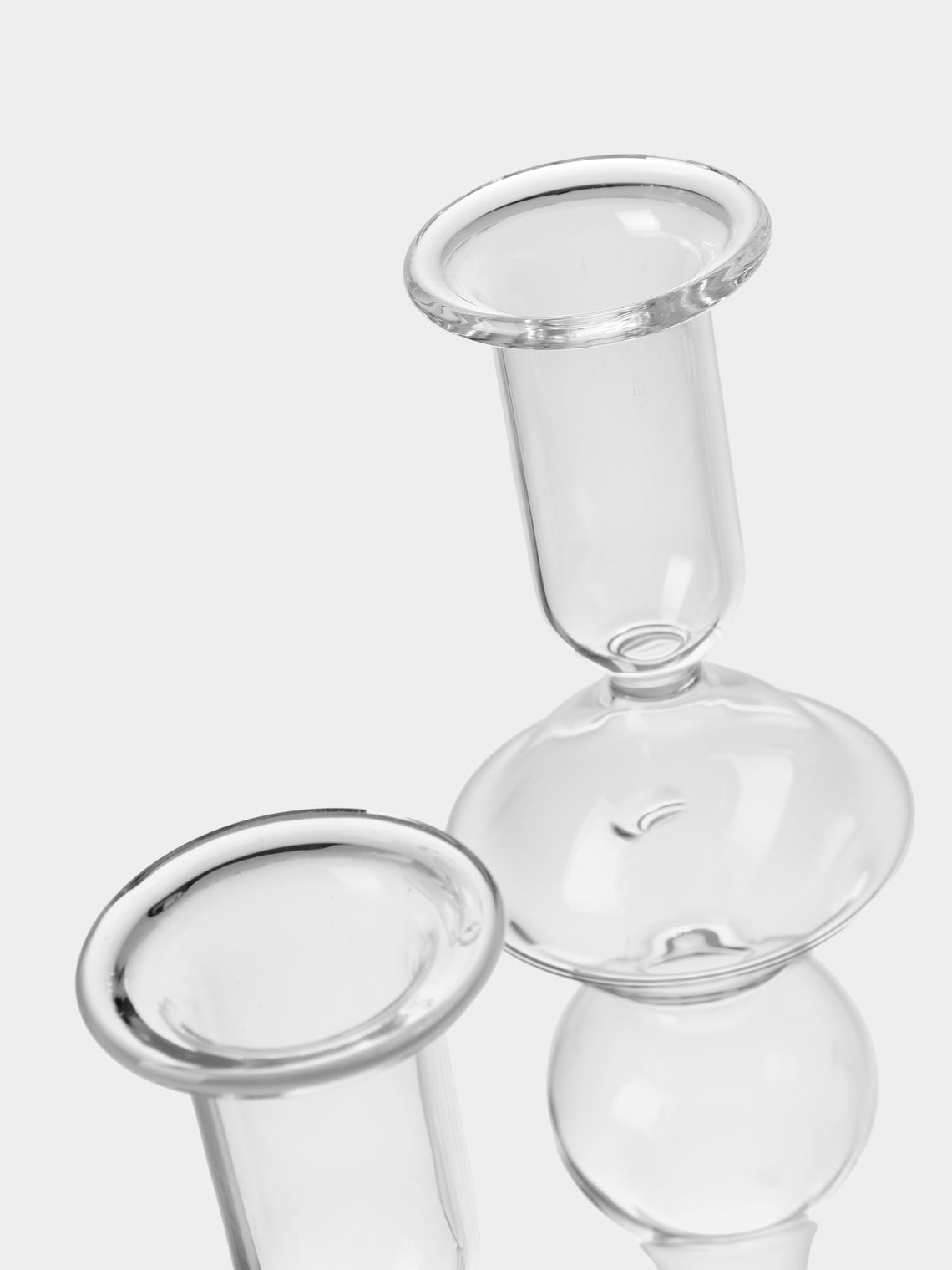 Alya Tannous - | Set of 3 | Iconica Hand-Blown Glass Candlesticks - Clear - ABASK
