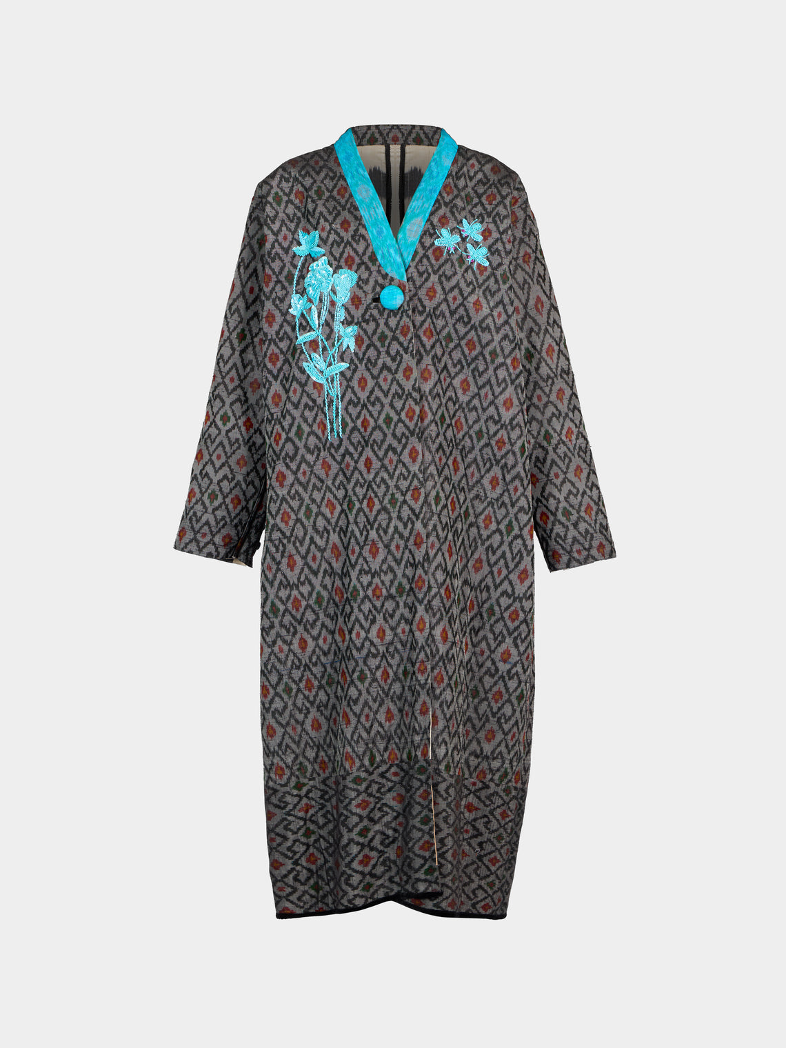 Nazzy Beglari - Hand-Loomed Ikat Cotton Reversible Chapan-Style Robe | One Size - Multiple - ABASK