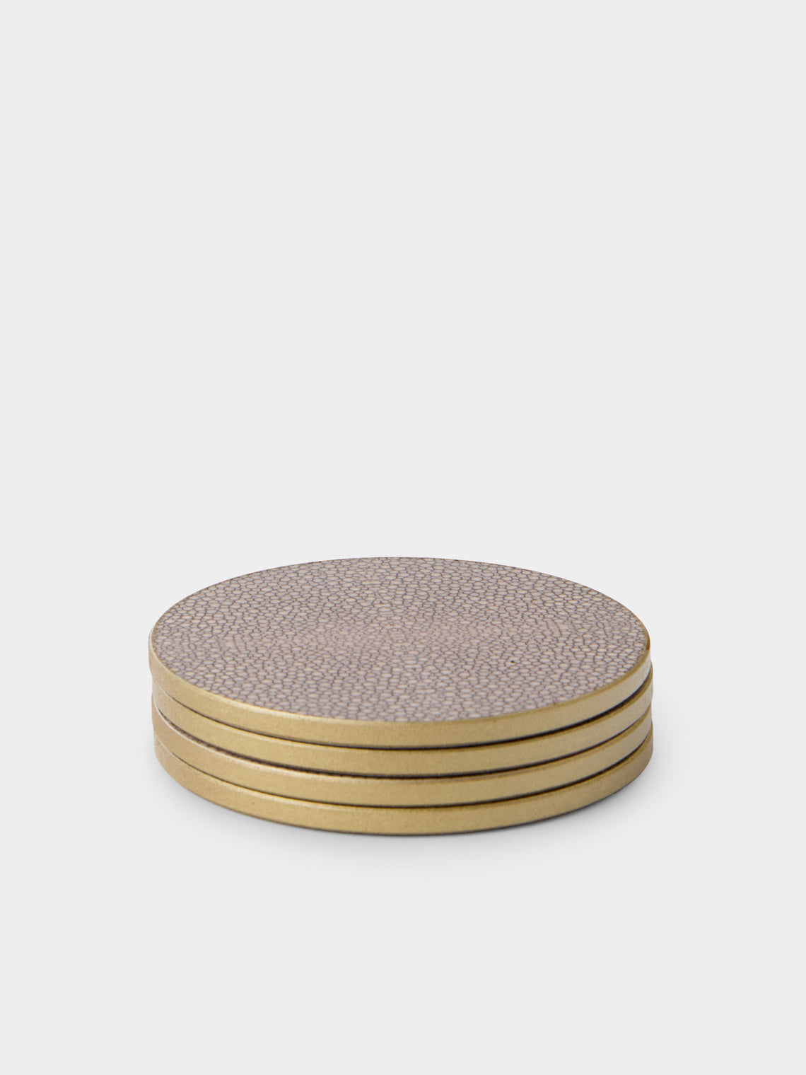 HestiaLiving - | Set of 4 | Prestige Faux Shagreen Coasters - Brown - ABASK