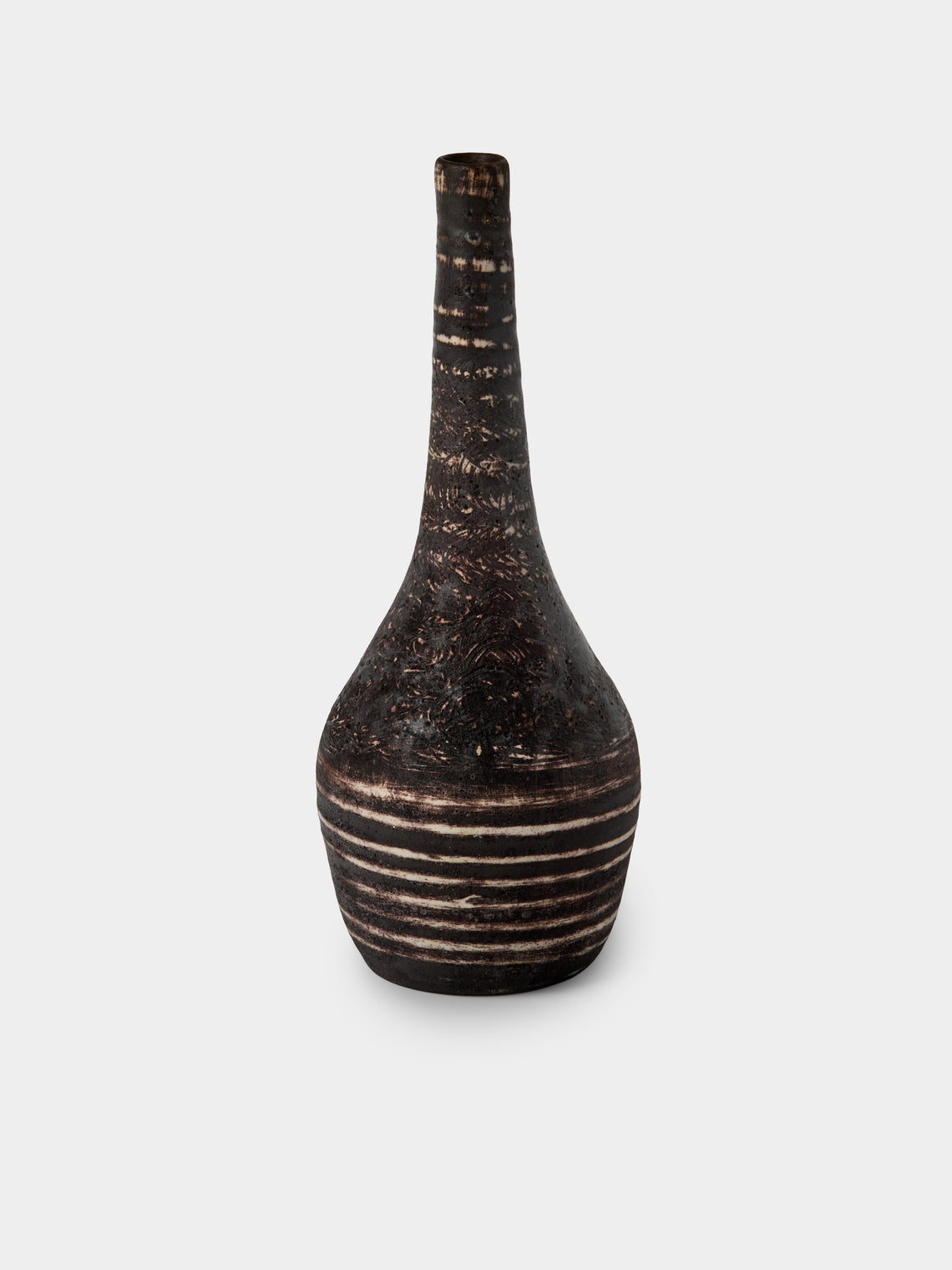 Antique and Vintage - 1950s Robert Thiry Ceramic Vase (11.5in/29.5cm) - Black - ABASK - 