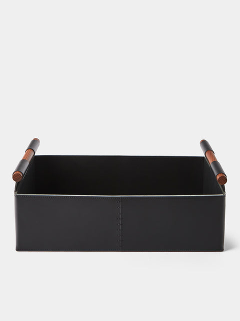 Rabitti 1969 - Beta Leather Rectangular Low Basket - Black - ABASK - 