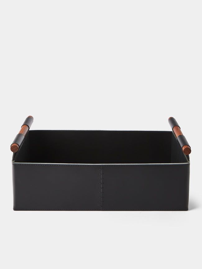 Rabitti 1969 - Beta Leather Rectangular Low Basket - Black - ABASK - 