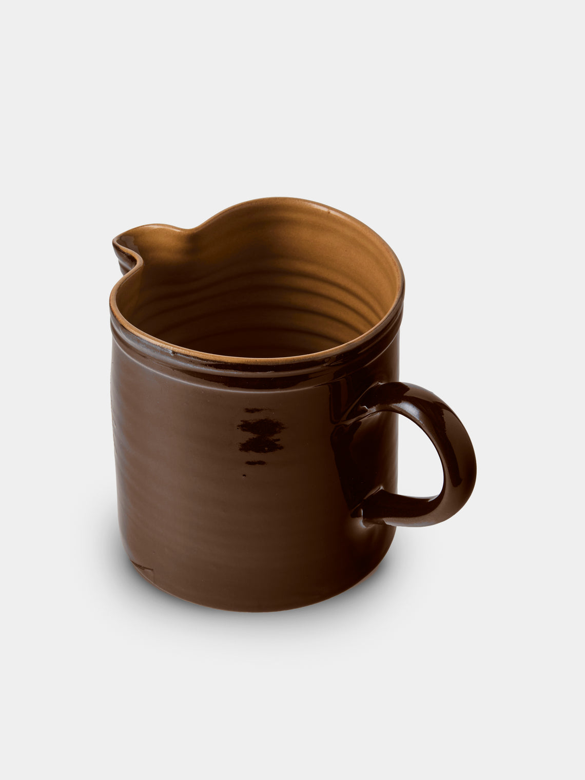 Poterie d’Évires - Chickens Hand-Painted Ceramic Straight-Edge Medium Jug - Dark Brown - ABASK