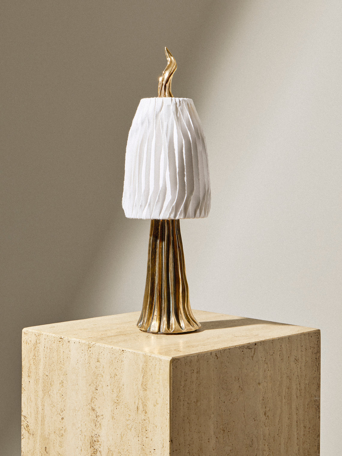 Studio Palatin - Surculus Hand-Cast Bronze and Hosho Paper Midi Portable Table Lamp - Bronze - ABASK