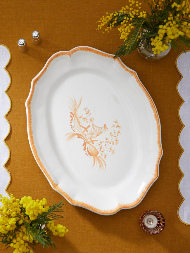 Bourg Joly Malicorne - Chinoiserie Hand-Painted Ceramic Large Serving Dish -  - ABASK