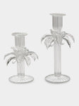 Alya Tannous - | Set of 2 | Palm Tree Hand-Blown Glass Candlesticks - Clear - ABASK - 