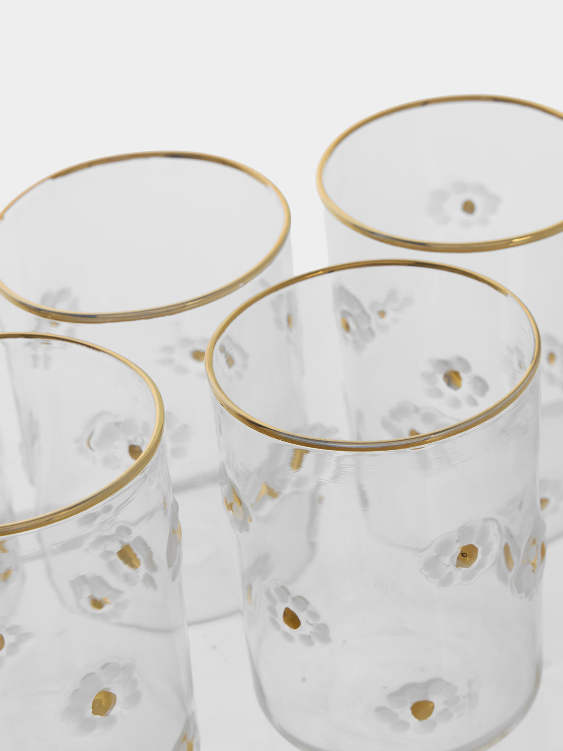 Alya Tannous - | Set of 6 | Daisy Water Glasses - Clear - ABASK