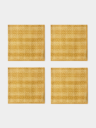 D'Ascoli - | Set of 4 | Annika Printed Linen Napkins - Yellow - ABASK - 
