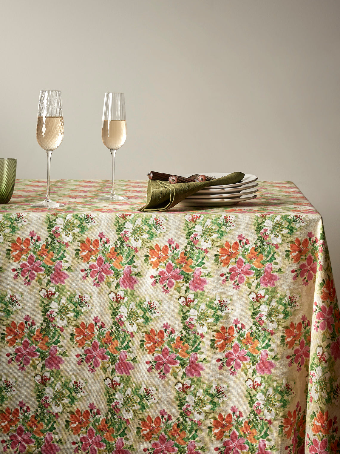 The House of Lyria - Floral Linen Rectangular Tablecloth (137.5in/3.5m) - Multiple - ABASK