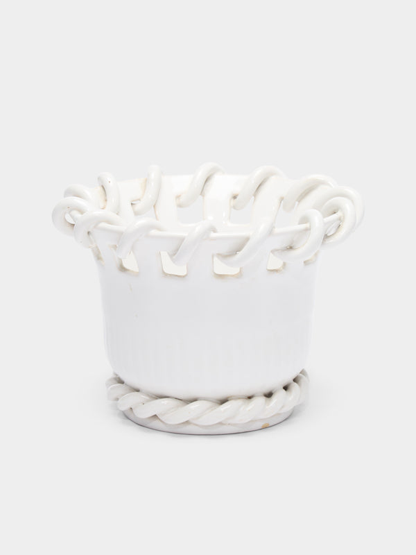 Antique and Vintage - 1920s Émile Tessier Ceramic Vase (6.5in/16.5cm) - White - ABASK - 