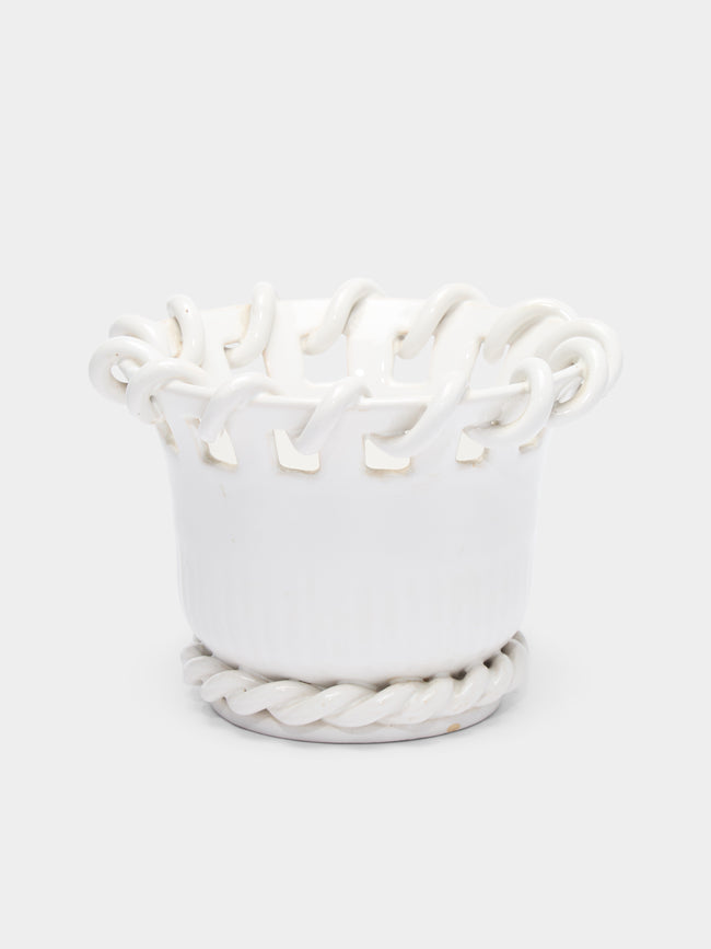 Antique and Vintage - 1920s Émile Tessier Ceramic Vase (6.5in/16.5cm) - White - ABASK - 