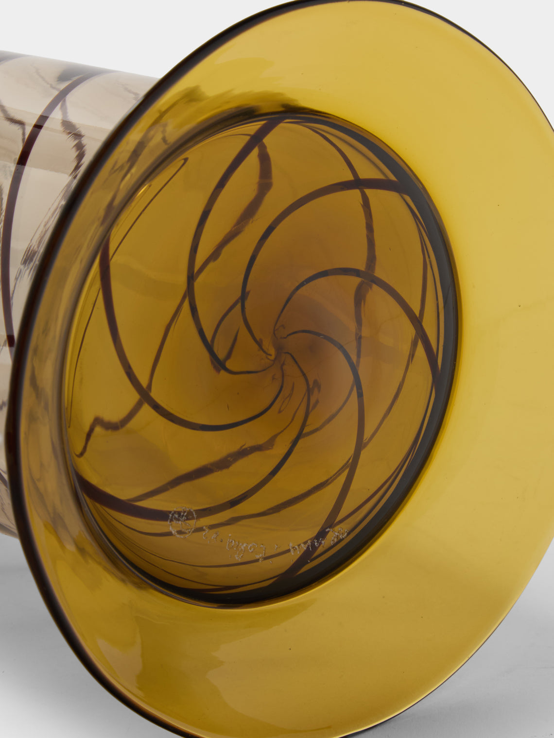 Antique and Vintage - 1982 Brigitta Karrlson for Venini Upsala Glass Vase (8in/20cm) - Brown - ABASK