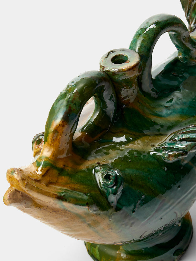 Antique and Vintage - 1990s Condurso Face Ceramic Vessel (12in/30.5cm) - Yellow - ABASK