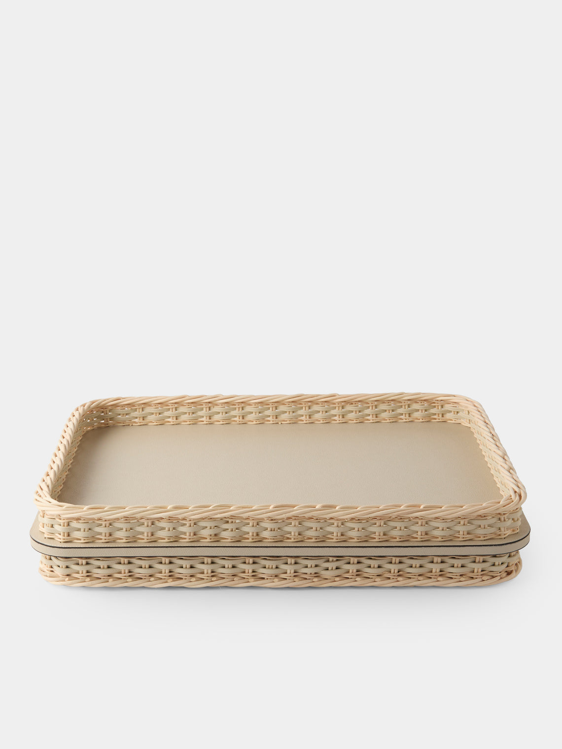 Pigment France - Reims Leather and Rattan Bed Tray (21in/54cm) - Cream - ABASK