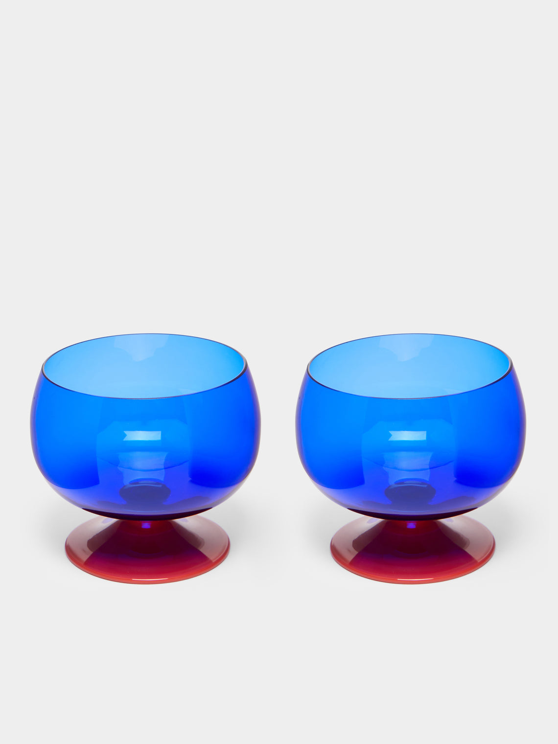 NasonMoretti - Archive Revival 1970 Hand-Blown Murano Glass Bicolor Champagne Coupes (Set of 2) - Blue - ABASK 