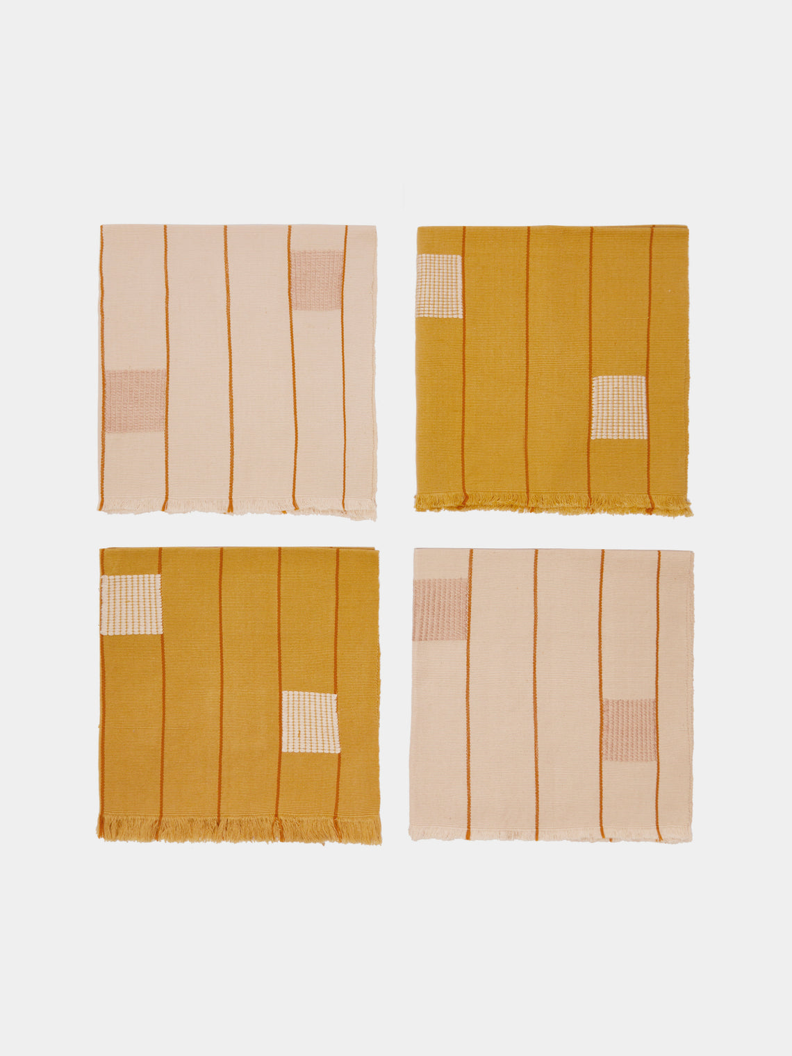 Revolution of Forms - Chiapas Handwoven Cotton Napkins (Set of 4) - Yellow - ABASK