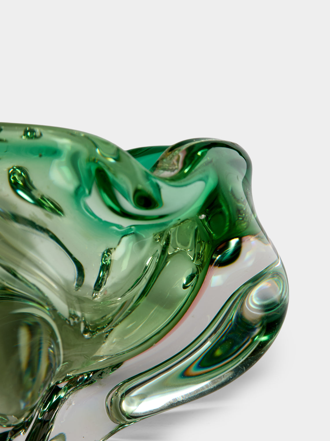Antique and Vintage - Mid-Century Crystal Ashtray - Green - ABASK