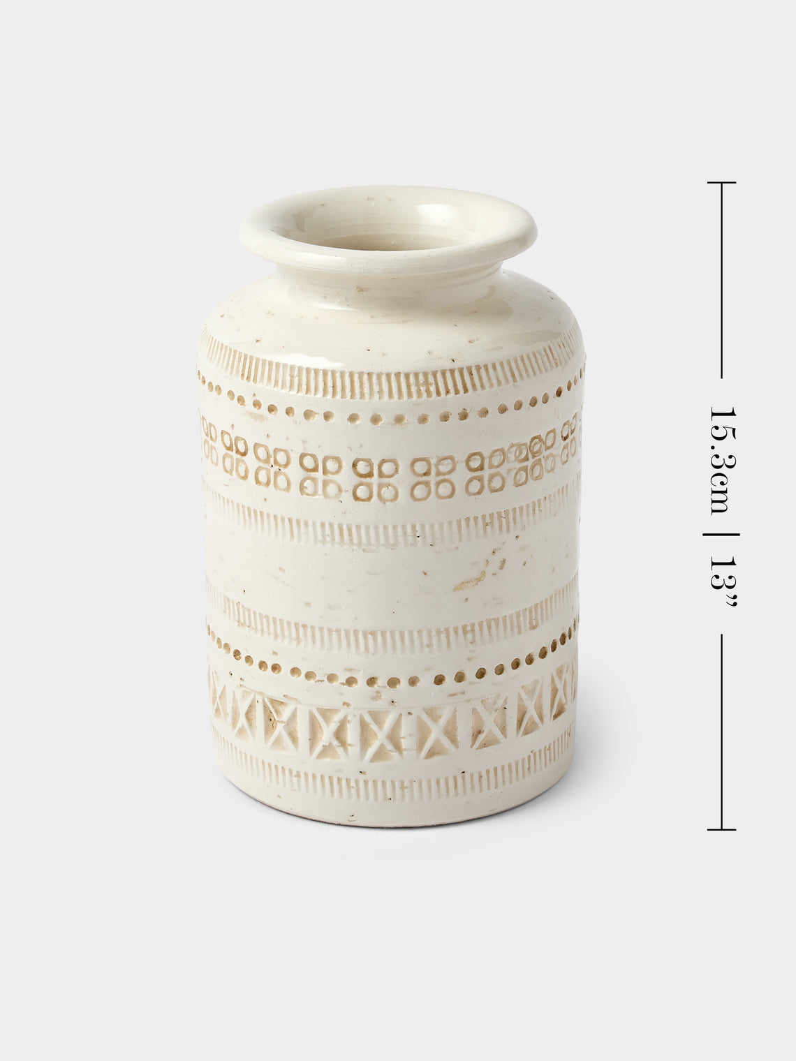Antique and Vintage - 1970s Bitossi Ceramiche Pier 1 Ceramic Vase (6in/15.5cm) - White - ABASK
