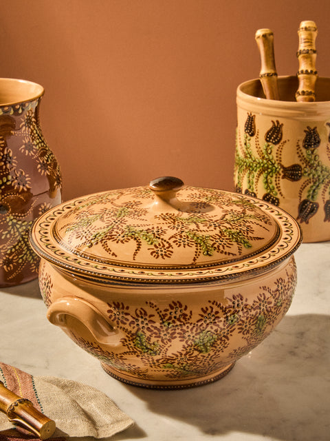 Poterie d’Évires - Flowers Hand-Painted Ceramic Soup Tureen - Cream - ABASK