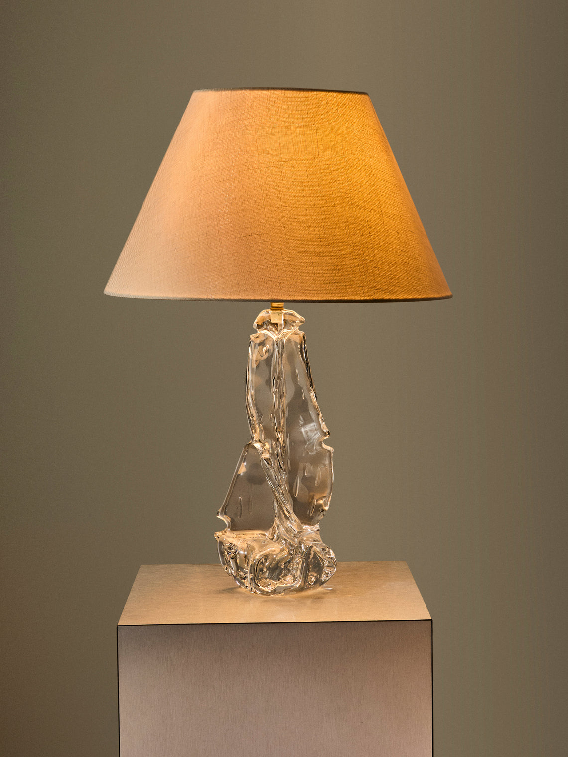Antique and Vintage - Mid-Century Murano Glass Table Lamp - Clear - ABASK