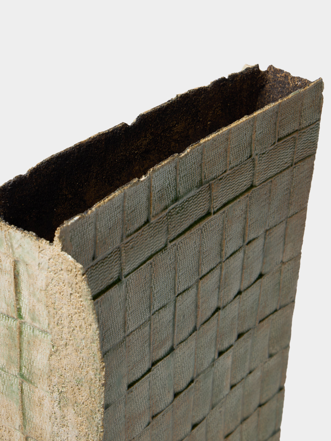 Ella Porter - Soft Sage Hand-Built Stoneware Vessel (15.5in/40cm) - Green - ABASK