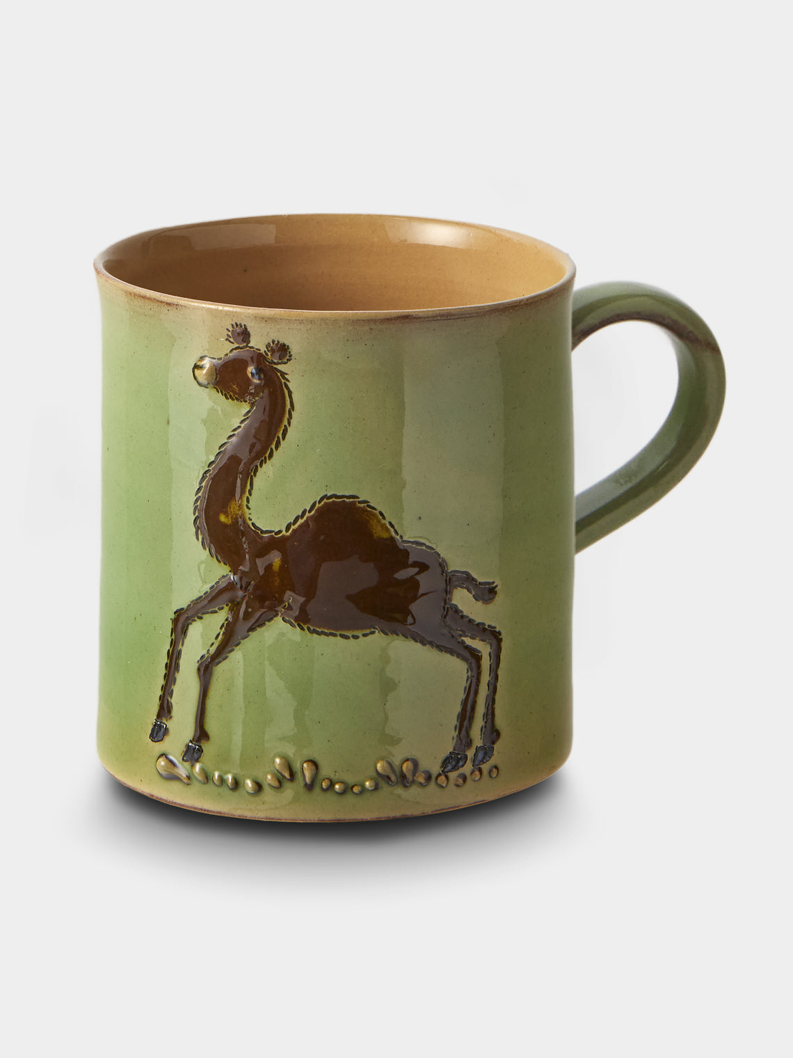 Poterie d’Évires - Animals Hand-Painted Ceramic Mugs (Set of 4) - Green - ABASK