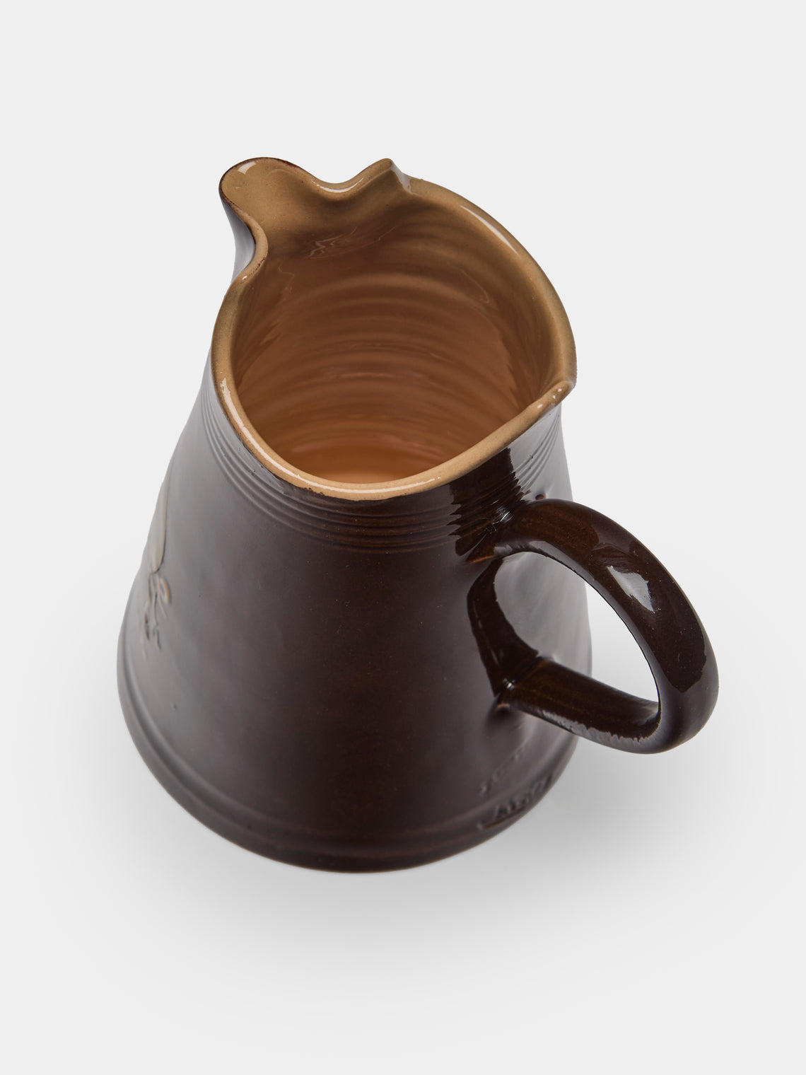 Poterie d’Évires - Pigs Hand-Painted Ceramic Petite Milk Jug - Dark brown - ABASK