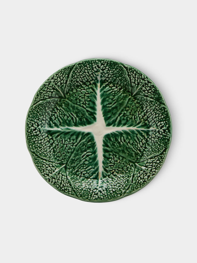 Antique and Vintage - Mid-Century Cabbage Majolica Ceramic Dinner Plates – 10.5in/27cm (Set of 8) - Green - ABASK