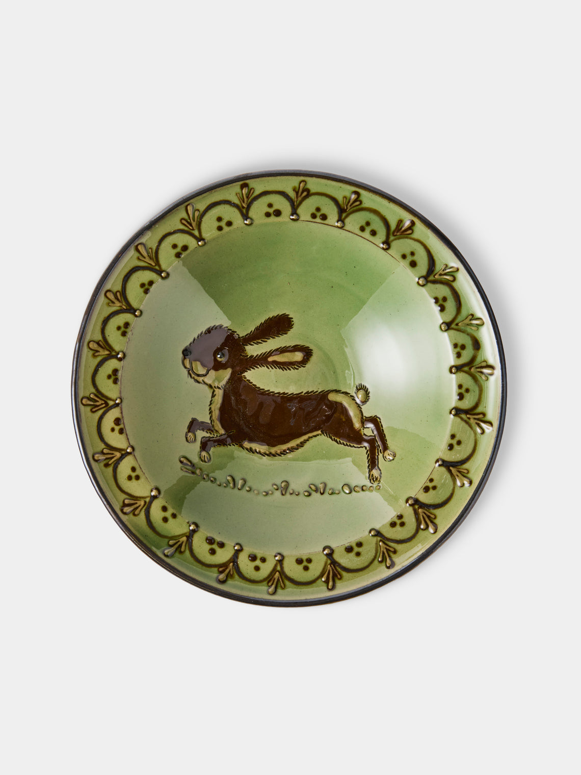 Poterie d’Évires - Animals Hand-Painted Ceramic Breakfast Bowls (Set of 4) - Green - ABASK