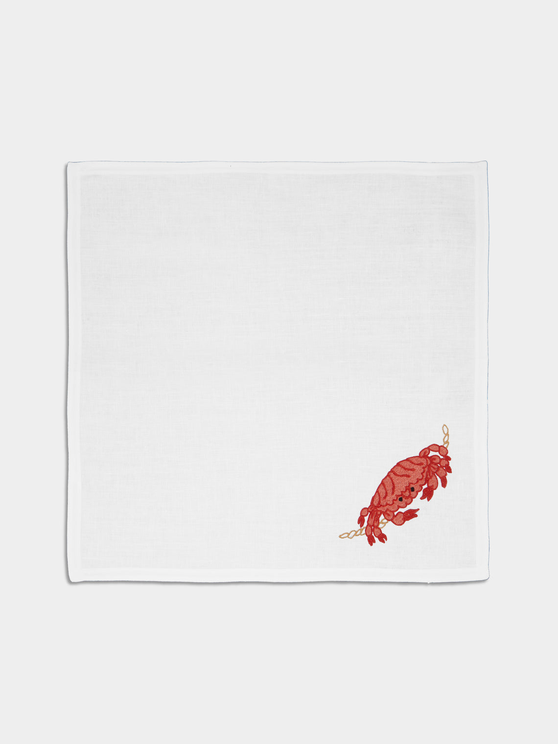 Loretta Caponi - Crabs with Rope Hand-Embroidered Linen Napkins (Set of 6) -  - ABASK