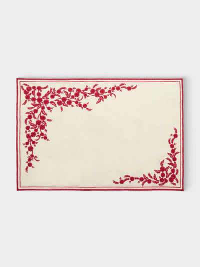 Borgo delle Tovaglie - Venaria Embroidered Linen Placemats (Set of 4) - Red - ABASK - 