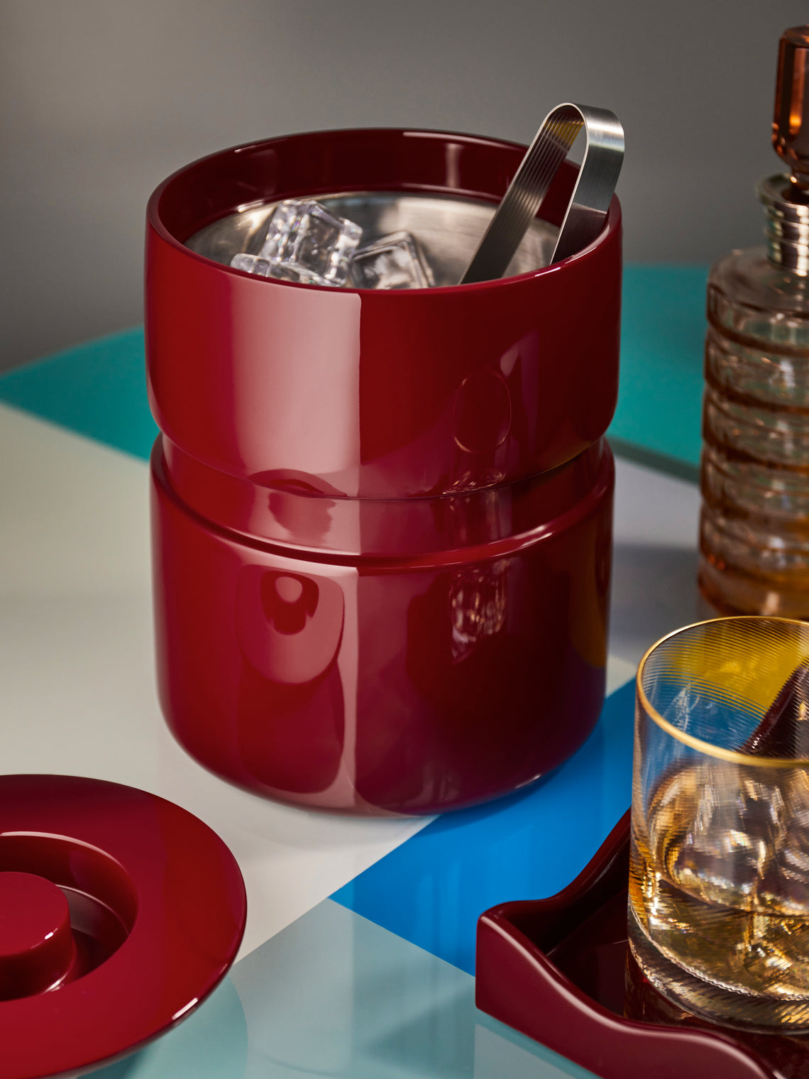 The Lacquer Company - Lacquered Ice Bucket - Red - ABASK