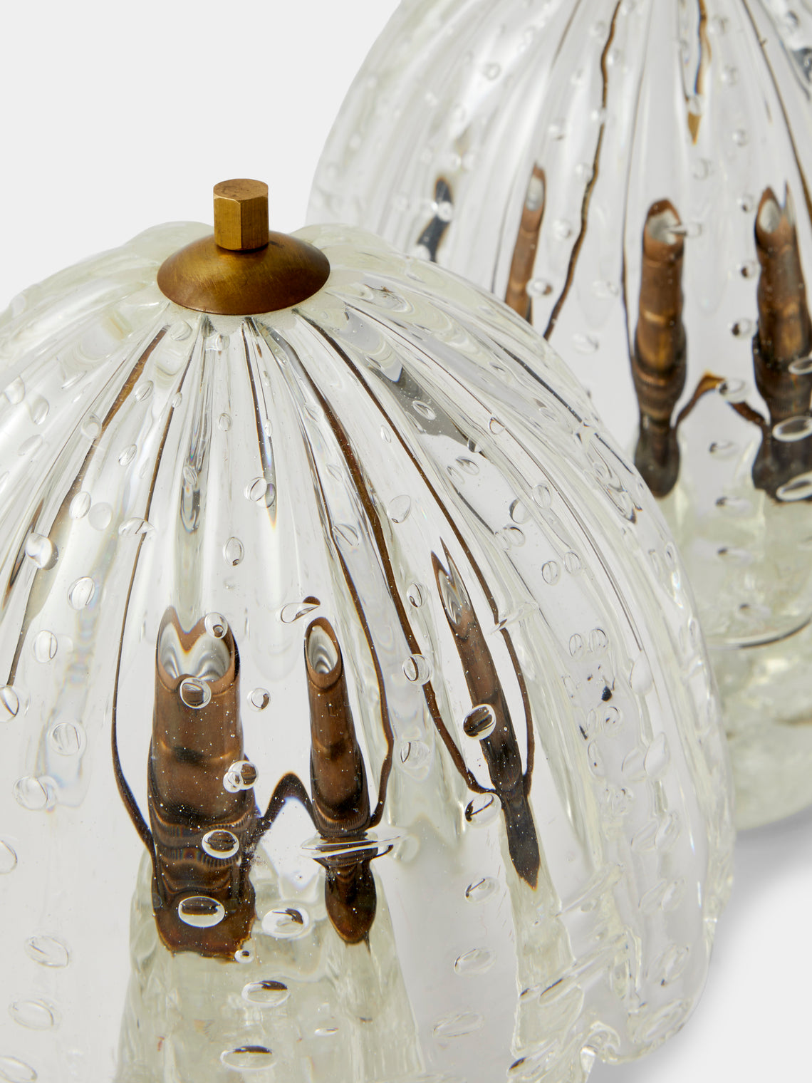 Antique and Vintage - | Set of 2 | 1950s Barovier Murano Glass Table Lamps - Clear - ABASK
