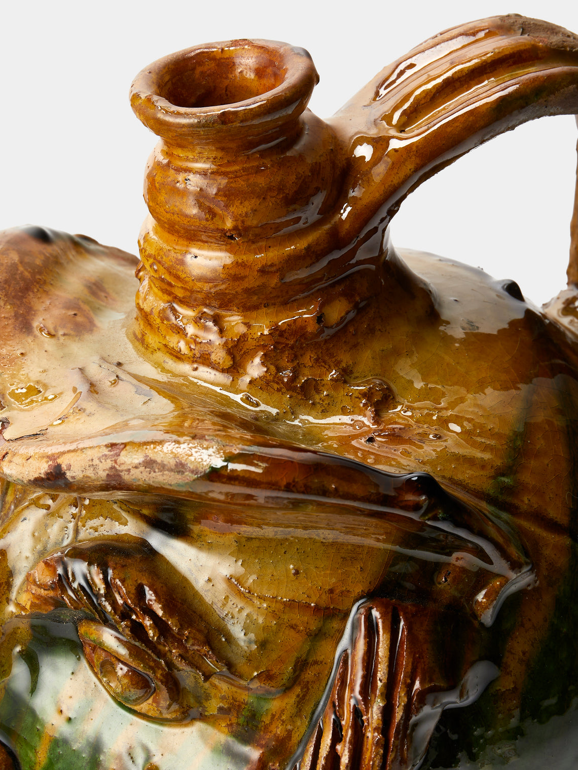 Antique and Vintage - 1990s Condurso Face Ceramic Vessel (12in/30.5cm) - Yellow - ABASK